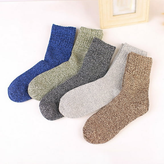 IDALL Crew Socks for Women Running Socks Women's Color Matching Multi Color Breathable Plush And Thick Insulation Socks Wool Socks Socks for Women Blue One Size