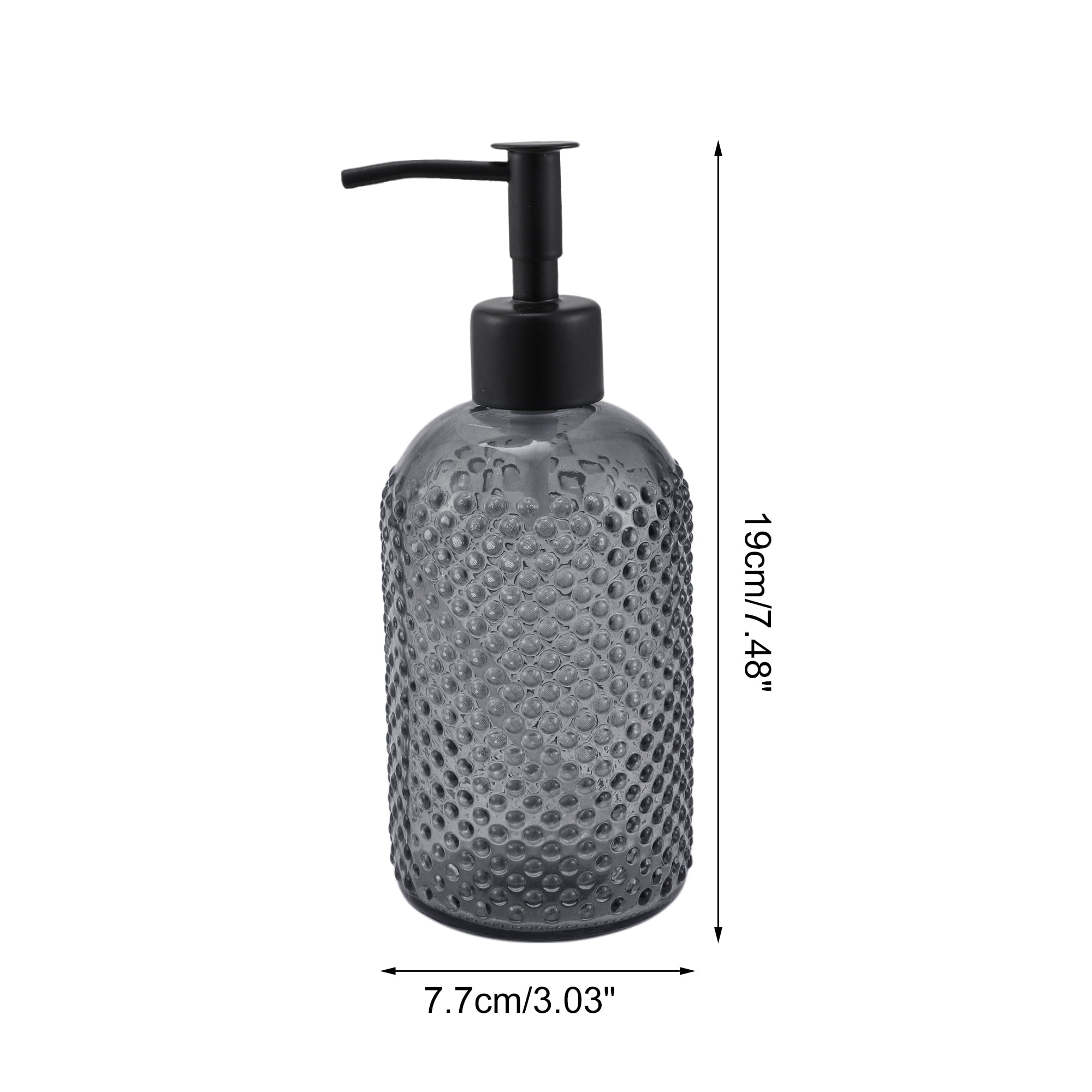 Unique Bargains 1 Pc Elegant Circle Raindrop Pattern Soap Pump Dispenser for Bathroom 13.52oz Gray Black