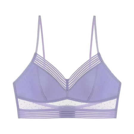 

Sngxgn Workout Bras For Women Double Support Wireless Bra Lace Bra with Stay-in-Place Straps Purple XL
