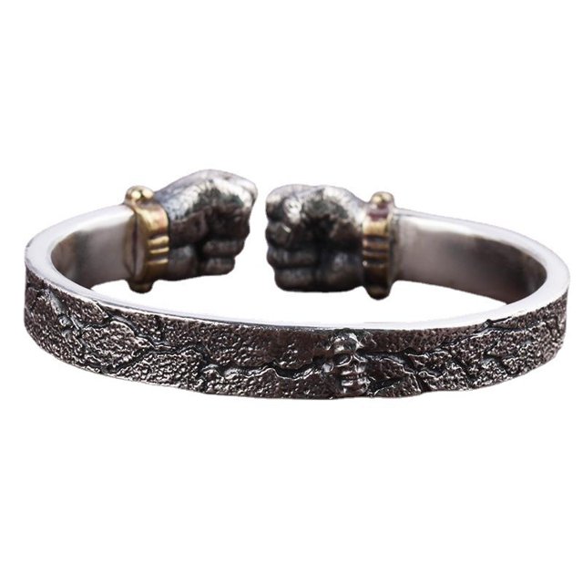 Pulsera personalizada retro sólido puño abierto puño de poder brazalete de plata joyería regalo tejido de moda