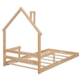 thumbnail image 6 of Bellemave Twin Size Floor Bed with House-shaped Headboard and Handrails Twin Wood Bed Frame with Wooden Slats Montessori House Bed Low Floor Bed(Twin,Natural), 6 of 11