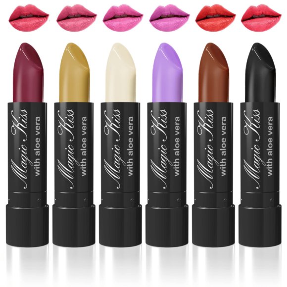 Set de pintalabios Magic Kiss Color Changing Matte, 6 unidades, con aloe vera