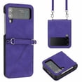 thumbnail image 2 of Dteck for Samsung Galaxy Z Flip 3 Case with Strap, PU Leather Hinge Protection Wristlet Crossbody Lanyard Shoulder Strap Shockproof Protective Case Cover for Samsung Z Flip 3 5G 2021 6.7", Purple, 2 of 5