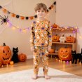 thumbnail image 5 of Kogui Halloween Pjs Kids 2-Piece Cute Ghost Pumpkin Print Soft Sleepwear Set Long Sleeve Kids Pjs 5T 6T (Beige,5-6 Years), 5 of 7