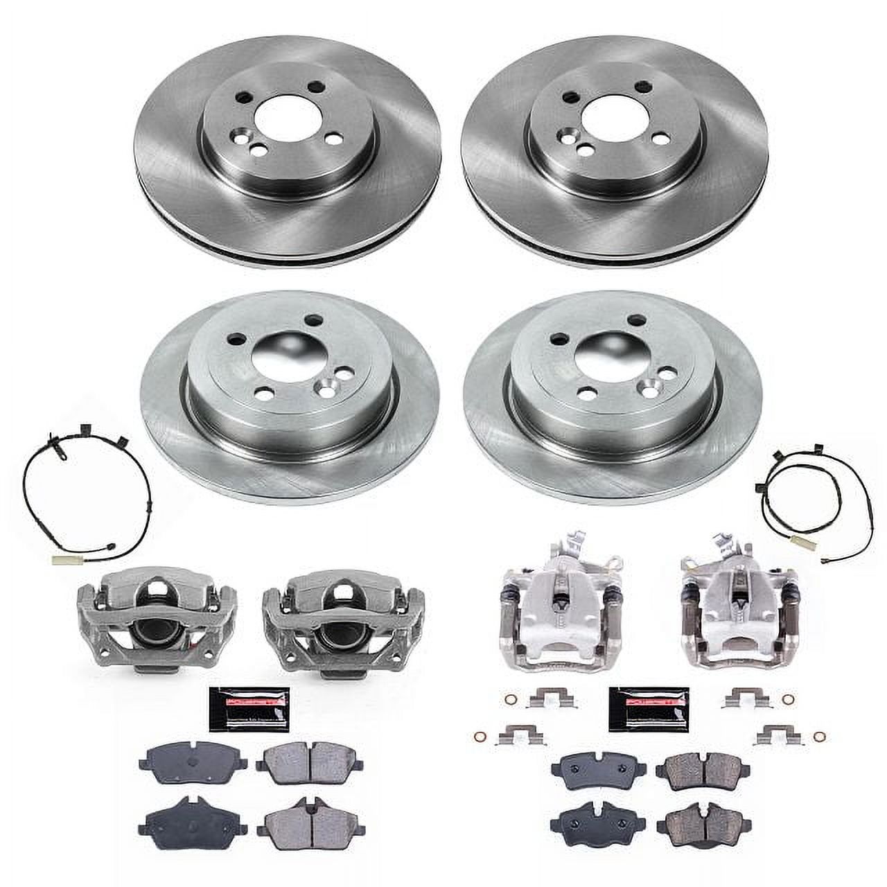 PowerStop Front and Rear Stock Replacement Brake Pad and Rotor Kit with Calipers Fits: MINI COOPER Select Models KCOE8915
