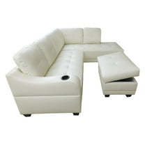 AYCP FURNITURE UD-2-37-FB For-U Furnishing Faux Leather Sectional Sofa, Right Facing Chaise, White