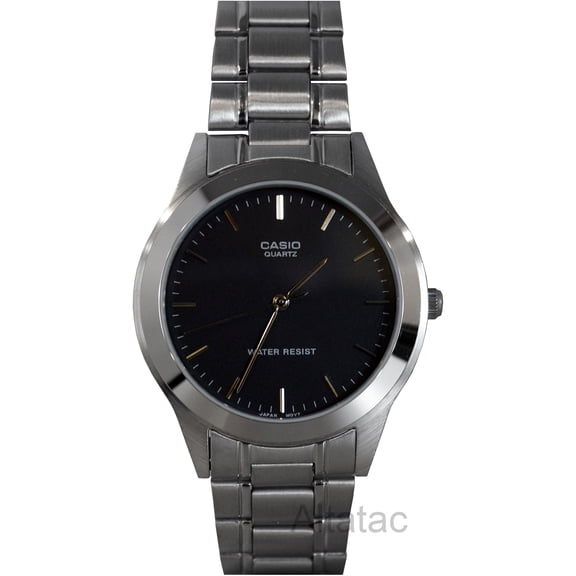 MTP-1128A-1A Men's Quartz Silver Casual Analog Watch w/ Black Dial