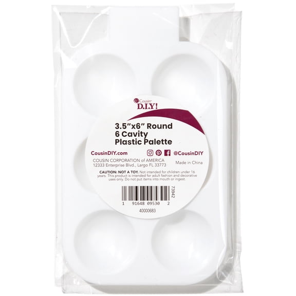 CousinDIY DIY Plastic Palette 3.5"X6"-6 Cavity