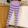 thumbnail image 2 of Leggings for Women Striped Printed High Waist Hip Lifting Yoga Full Length Pants Workout Running Leggings (L, Purple), 2 of 4