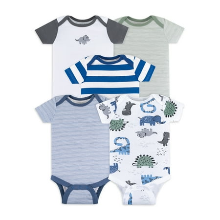 

Little Star Organic Baby Boy Short Sleeve Bodysuits 5-Pack Size Newborn-24M