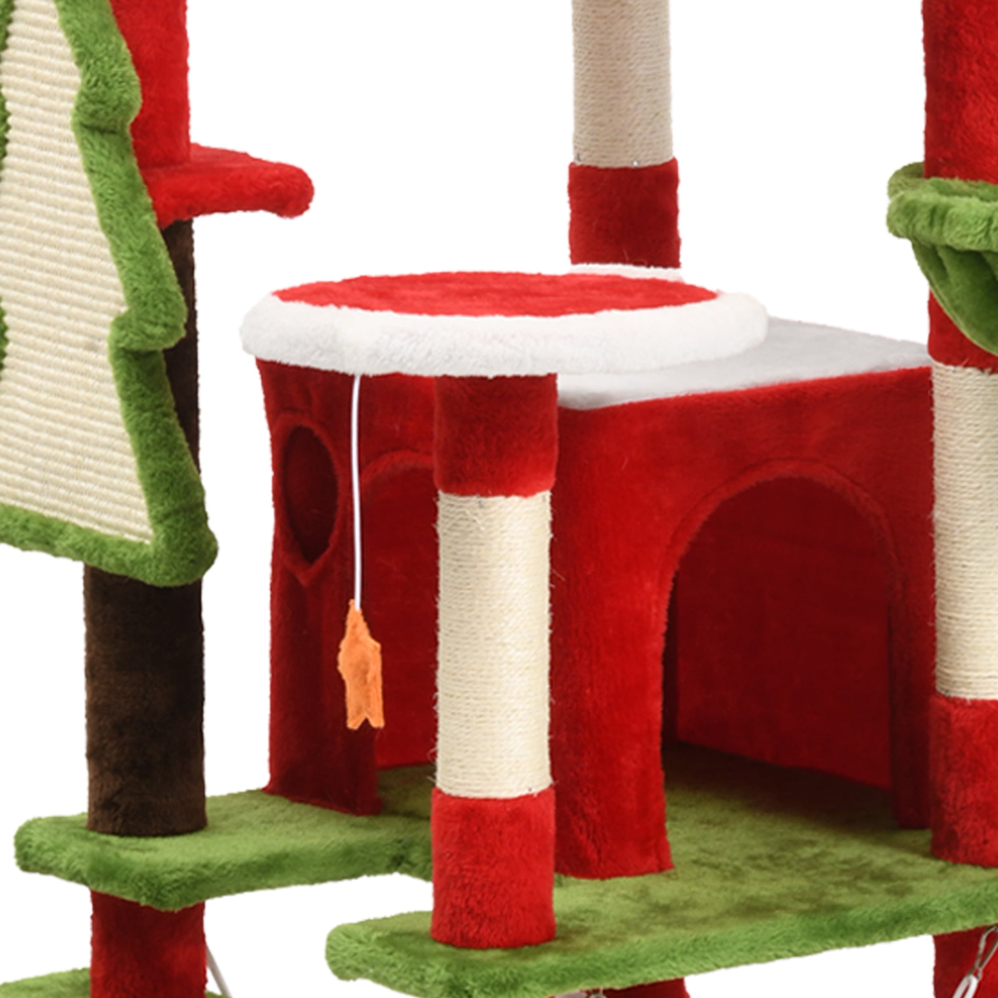 Uforic 75" Multi Level Christmas Cat Tree with Hammock, Sisal Scratching Posts and Top Perches ,Tall Cat Tower Condo for Indoor Cats