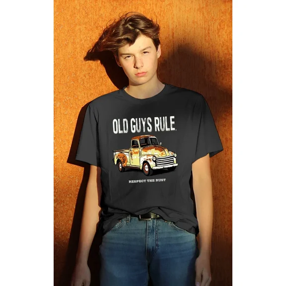 Respect the Rust Hot Rod Graphic with Old Guys Rule Vintage Humor Unisex T-Shirt up to size 5XL