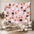 thumbnail image 2 of Halloween Pink Tapestry for Bedroom Wall Hanging Tapestry, Black White Ghost Orange Skull Pumpkin Ceiling Backdrop Tapestries Poster Blanket Wall Decor for Teens Room Living Room Dorm 51" x 59", 2 of 8