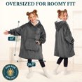 thumbnail image 5 of PAVILIA Fleece Sherpa Wearable Blanket Sweatshirt Hoodie for Kids Dark Gray, 5 of 7