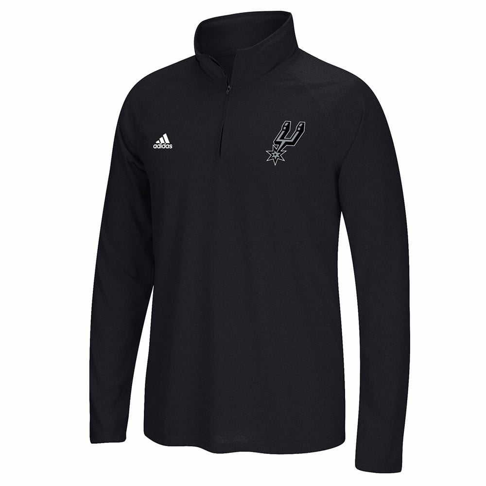 San Antonio Spurs NBA Adidas Black 1 4 Zip Team Logo Ultimate Pullover Fleece Jacket For Men by Adidas