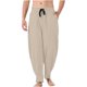 thumbnail image 1 of Hombres Sólido Casual Cintura elástica Bolsillo Algodón Lino Panel Pantalones Pantalones casuales Pompotops oipoqjl41848, 1 of 8