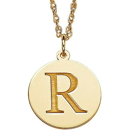 Personalized Georgia Script Initial Gold-Plated Disc Pendant, 20"
