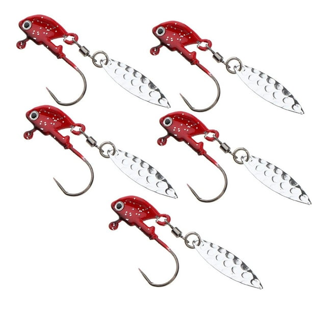 Fish shape Fishing hook 5 hooks Red 3.5g 