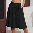 thumbnail image 2 of Wojeull Women's A Line Pockets Skirt High Waist Flared Midi Skirts, 2 of 4