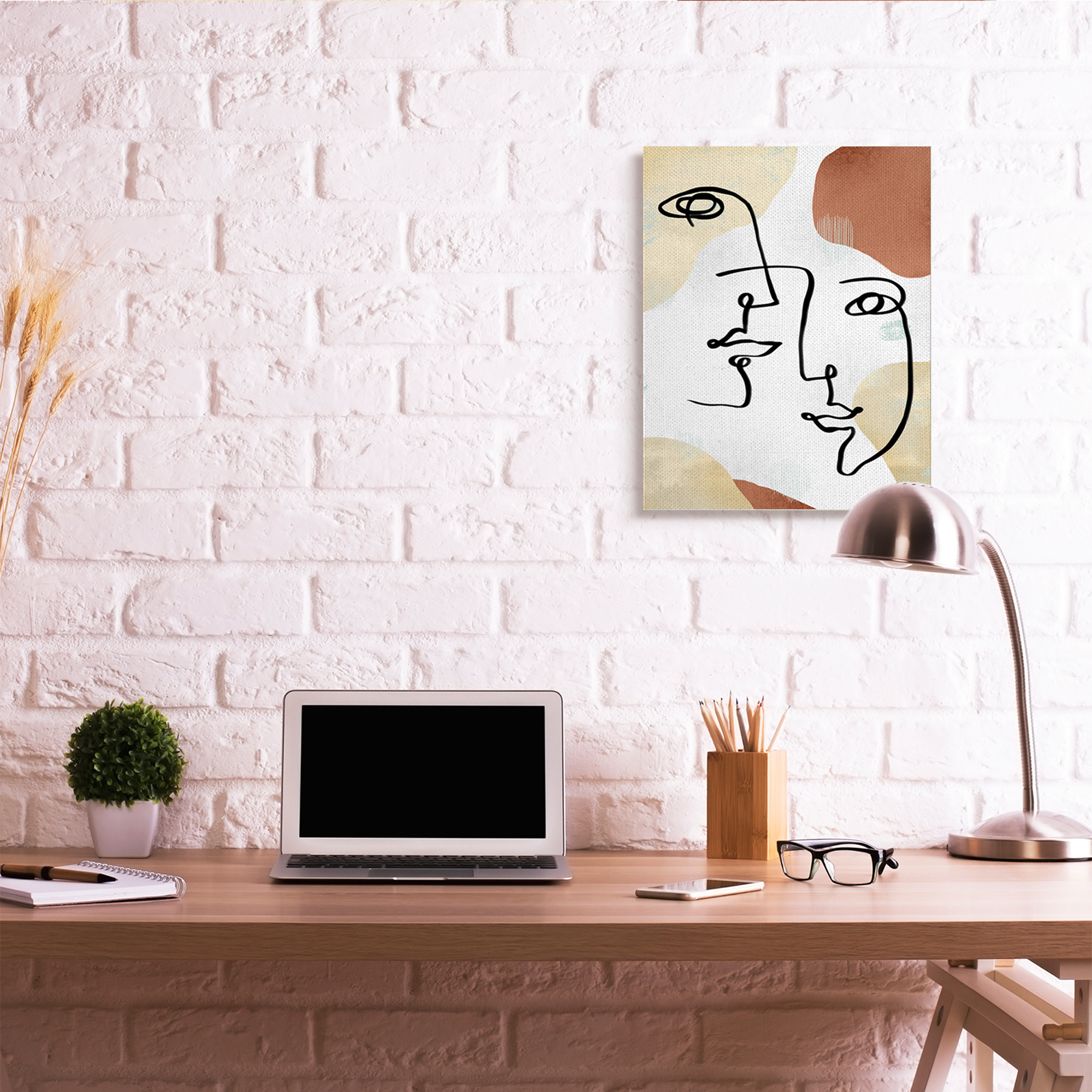 Stupell Industries Asymmetrical Linework Portraits Abstract Organic Shapes Canvas Wall Art, 24 x 30, Design by Ziwei Li
