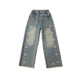 thumbnail image 6 of Ruyang Teen Girls Baggy Jeans High Waisted Ripped jeans for Girls Distressed Wide Leg Denim Pants with Pockets, 6 of 9