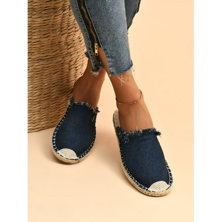 

Fray Trim Espadrille Flat Mules Women‘s Footwear