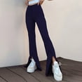 thumbnail image 1 of Lilgiuy Womens Fashion Summer Solid Casual Button Zipper Elastic Waist Long Flared Pants Lightweight Versatile Going Out Pants, 1 of 5