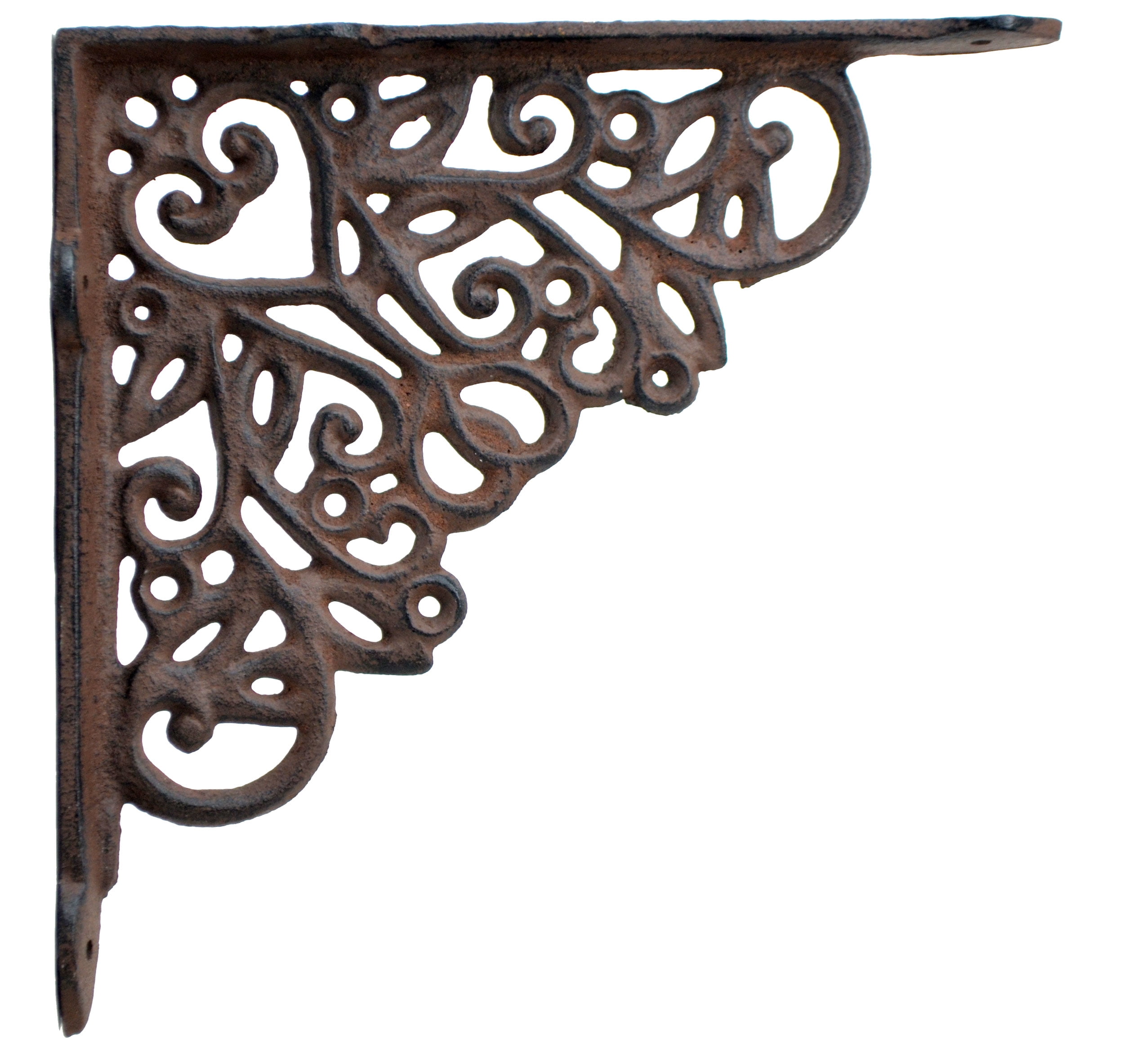 2 x Decorative Antique Shelf Brace L Bracket Rustic Brown Cast Iron Brace 