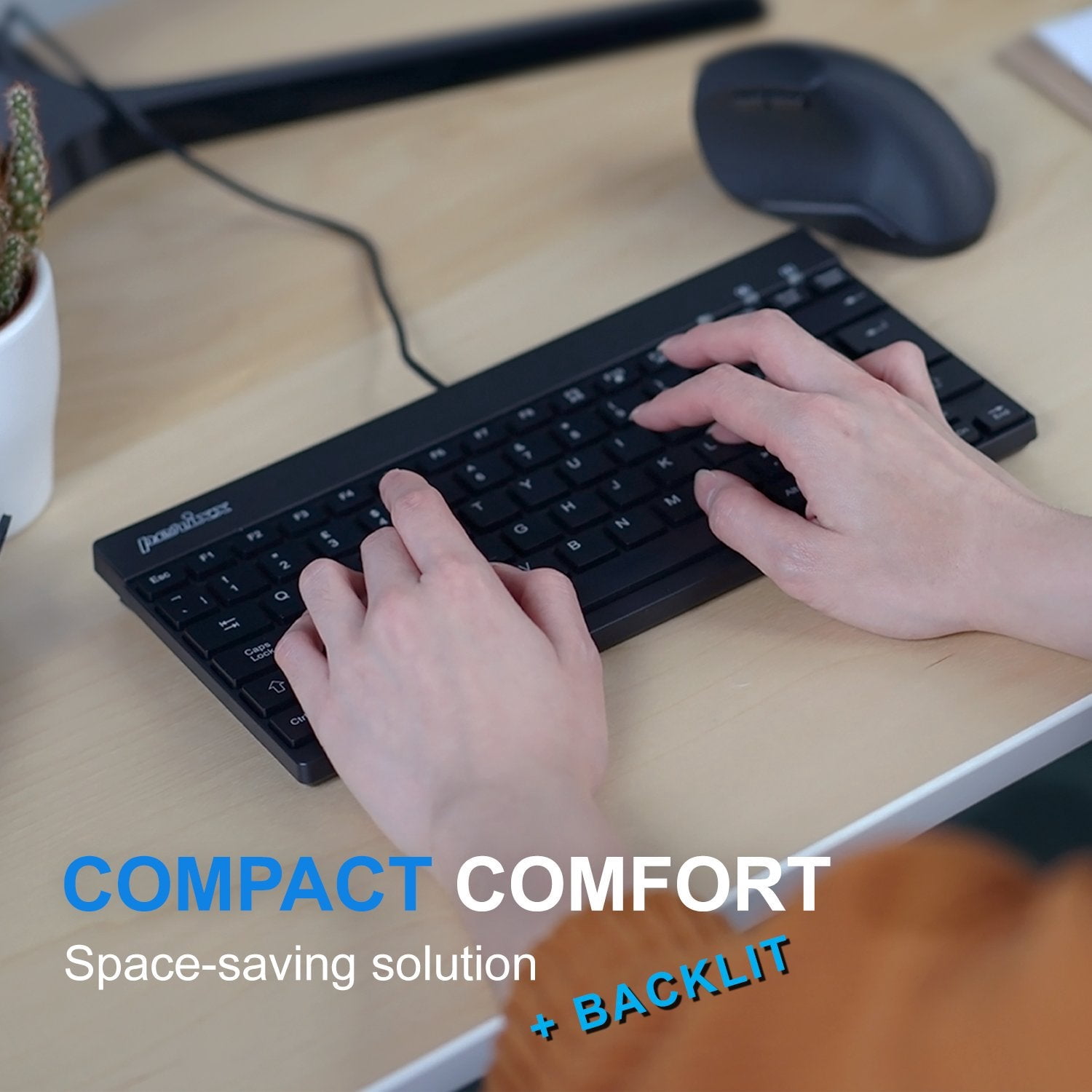 Perixx Periboard-326 - Mini Backlit USB Compact Computer Keyboard - Black