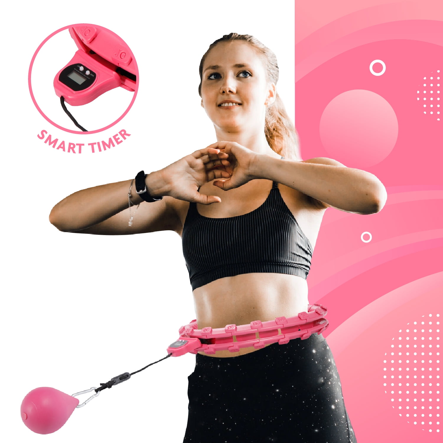 Summer Fitness Intelligent Hula Hoop no-fall design w/ automatic spin counter 