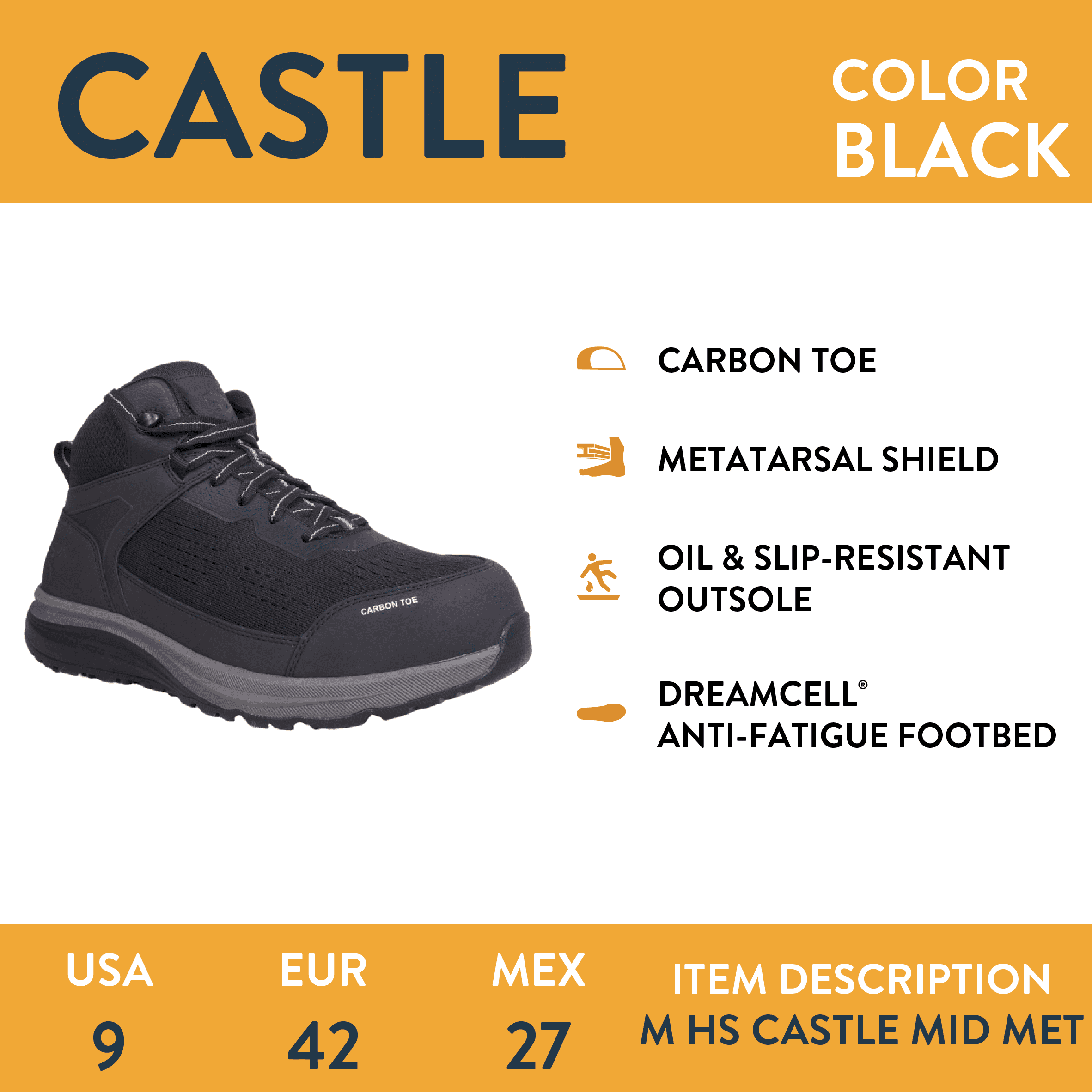 Herman Survivors Men's Castle Carbon Safety Toe Work Shoes