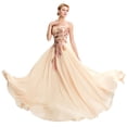 thumbnail image 2 of Vicky and Lucas - Modern Style Strapless Embroidery Tulle Gown - Elegant Dress for Special Occasions (Beige, XS), 2 of 3