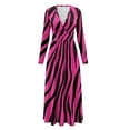 thumbnail image 5 of FKELYI Pink Zebra Print Women's Fall Long Sleeve Dress Casual Maxi Dress with Pocket Flowy Tiered Waist Long Dresses for Spring Winter, L, 5 of 6