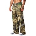 thumbnail image 3 of Havenx Men's Camo Sweatpants Wide Leg Dry Leaf Print Elastic Waist Sweatpants with Pockets Open Bottom Camouflage Bottoms Casual Fashion Y2k Loose Fit Jogger Clothing,Bronze 2XL, 3 of 7