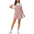 thumbnail image 2 of INSPIRE CHIC Women's Adjustable Shoulder Straps Cute Mini Overall Dress S Pink-Floral, 2 of 7