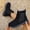 Black, variant on Women Plus Size Round Toe Slip on Chelsea Ankle Boots Thick Platform Mid Block Heel Faux Leather Fall Winter Casual Short Booties Black 5.5(36)