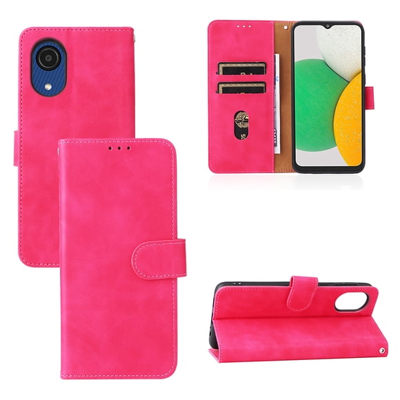 For Samsung Galaxy A03 Core PU Leather Flip Case Card Slots Holder Kickstand Book Folding Folio Cover-Pink