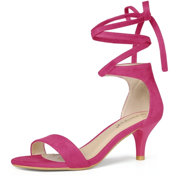 Sandalias Con Cordones Y Tacón Bajo Para Mujer Rosa caliente 39
