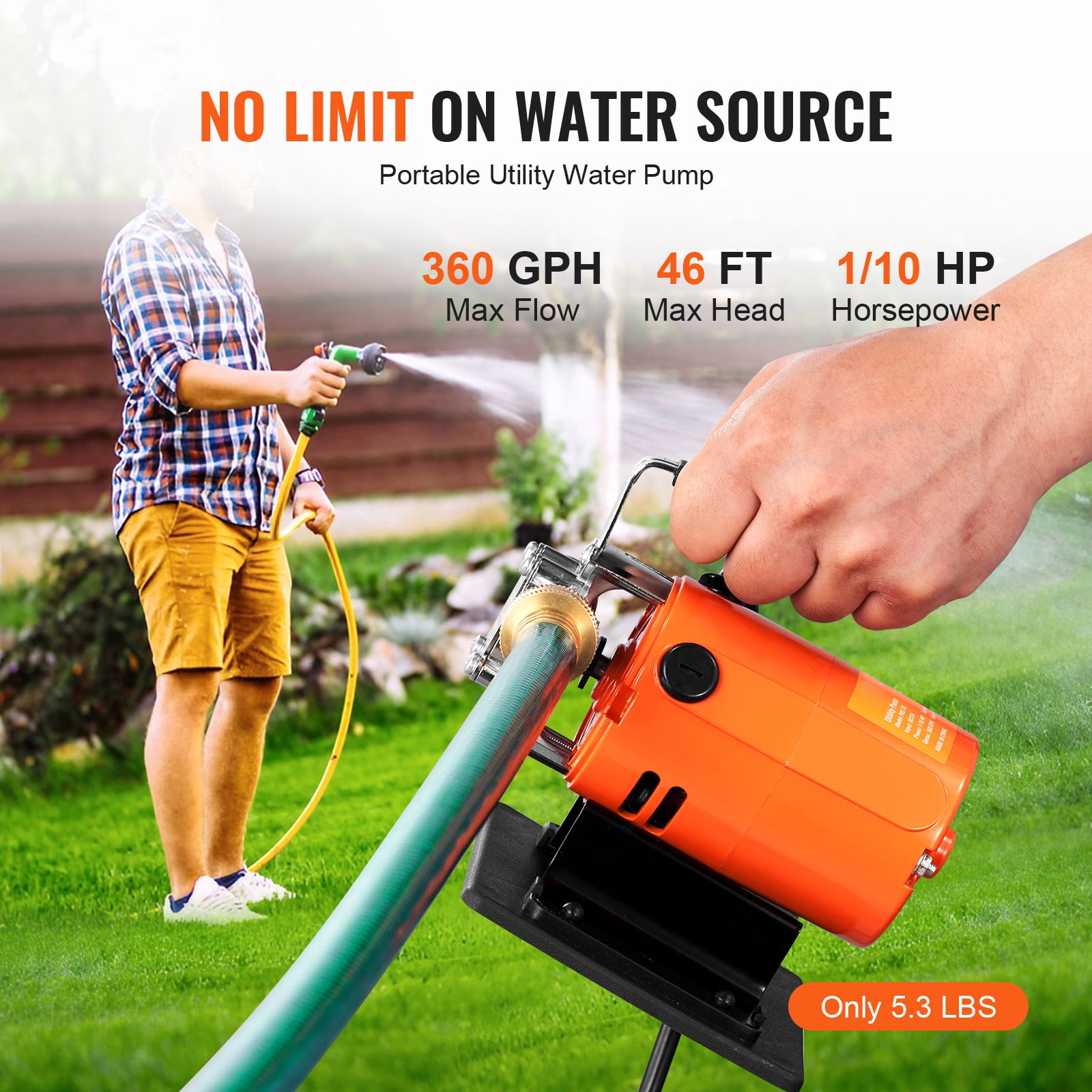 KFFKFF pump portable multi -function pump 120V 360 GPH 1/10hp hose