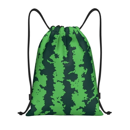 Zufioo Green Stripes Of Watermelon Sports Cinch Sack Gym String Bags Machine Washable Heavy Duty String Backpack for Men Women-Medium