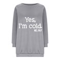 thumbnail image 4 of Womens Tops Plus Size Casual Letters Graphic Printed/Solid Color Sale Long Sleeve Sweatshirts Crewneck Cute Pullover Ladies Classic-Fit Essential T-Shirt Relaxed Fit Top Gray qILAKOG Size XXL, 4 of 5