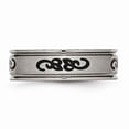 thumbnail image 3 of Titanium Brushed With Black Rubber Design 7mm Ridged Edge Band (Size 11) Made In China tb277-11, 3 of 4