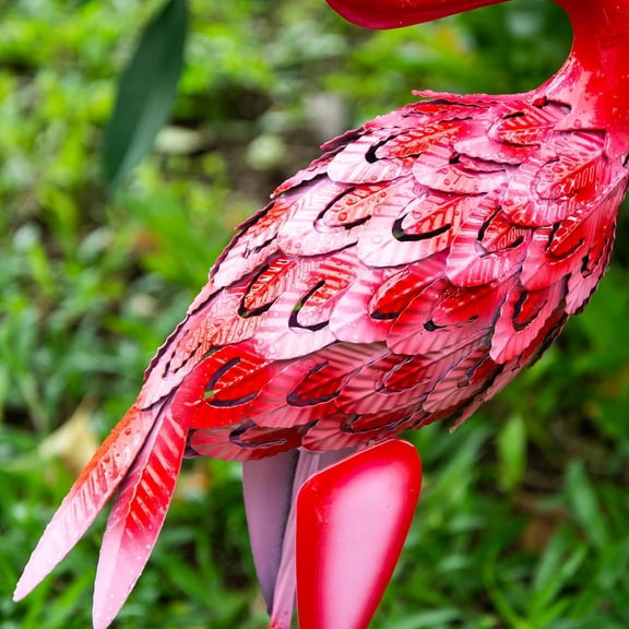 Metal Flamingo Garden Statues Red Flamingo Yard Art Outdoor Sculptures for Home  Lawn Backyard Décor, Set of 2