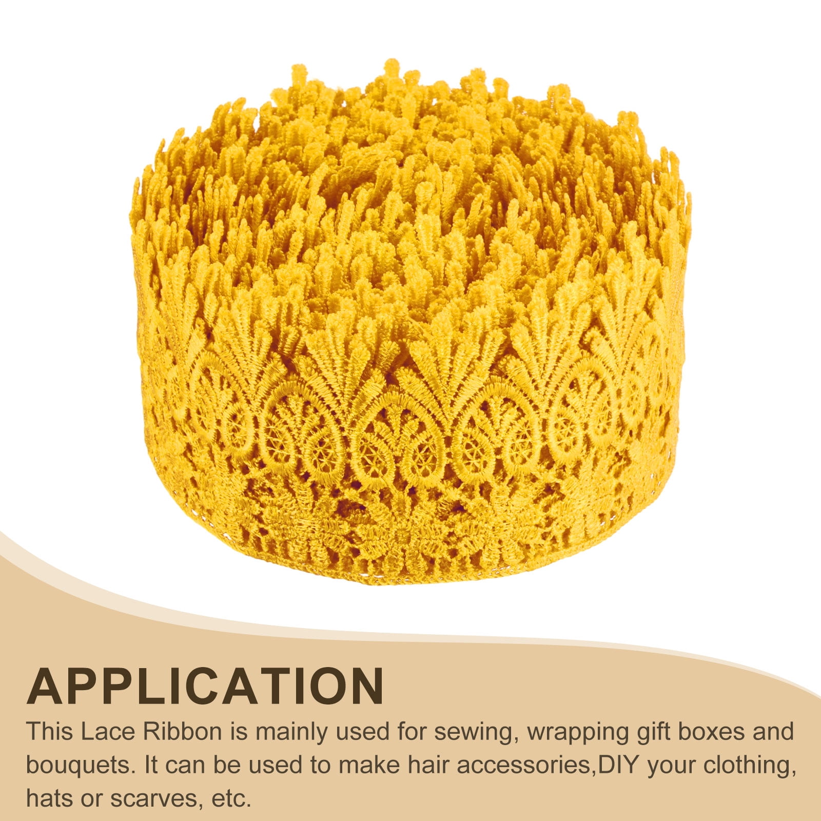 Uxcell 3.15 Inch Wide 15 Yard Lace Ribbon Floral Pattern Yellow Embroidered Lace Trim Ribbon for Sewing Making, and DIY Crafts, Gift Wrapping, Wedding Decor