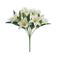 chaungfeng Artificial Lilies Flowers Bouquets,Faux Lily Flowers,13''Tiger Lily Branches,Fake Lilies Plants for Wedding Bouquet Floral Arrangements (White)