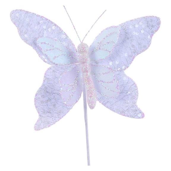 12" Iridescent Sequin Butterfly: White