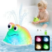 Dammyty Baby Bath Toys, Cute Toddler Pool Toy, Light up Frog Fountain Bath Toys for Toddler 1-3