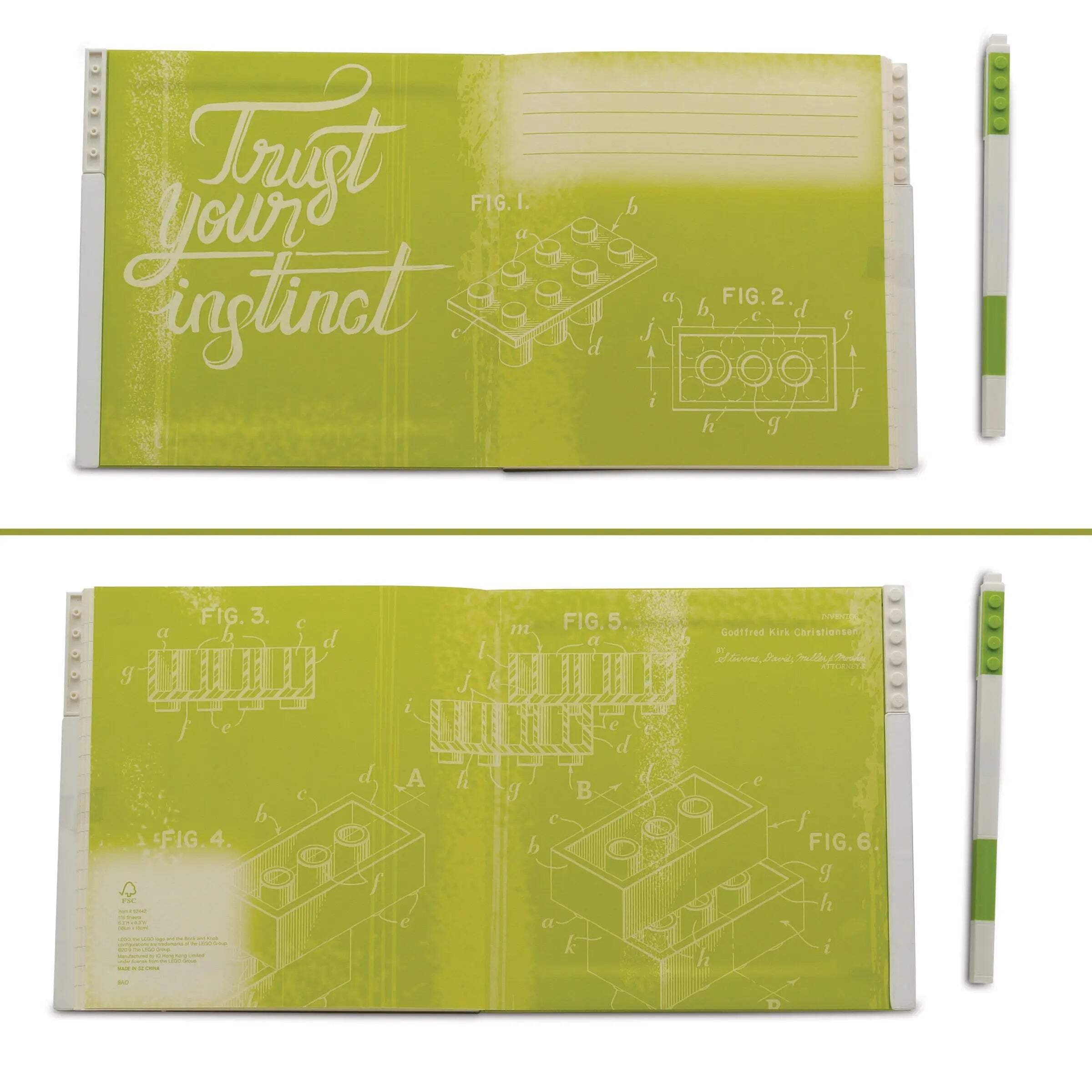 LEGO Stationery Locking Notebook with Gel Pen - Lime (52442)
