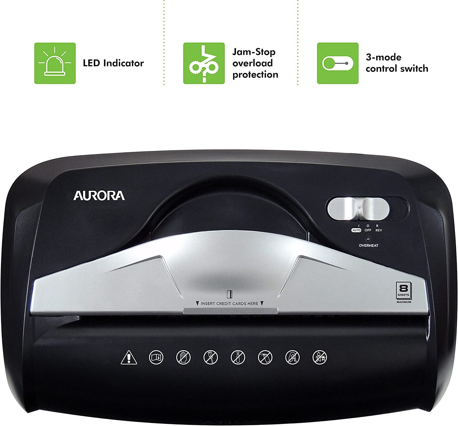 High-Security 8-Sheet Micro-Cut Paper Credit Card Shredder Black