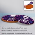 thumbnail image 4 of Skeleton 6PCS Round Microfiber Leather Table Coasters, 11x11 cm/4.3x4.3 in Set - Drink Coasters for Home and Kitchen, 4 of 6